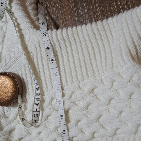 Makobi Men’s Streetwear Sweater Cable Knit Zip Cardigan Cream Hooded Pockets XL - Picture 12 of 15